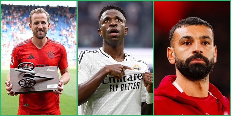 Harry Kane, Vinícius, Salah (từ trái qua) suốt 2 năm qua đều giữ top các cầu thủ có số lượt tìm kiếm trên Google nhiều nhất